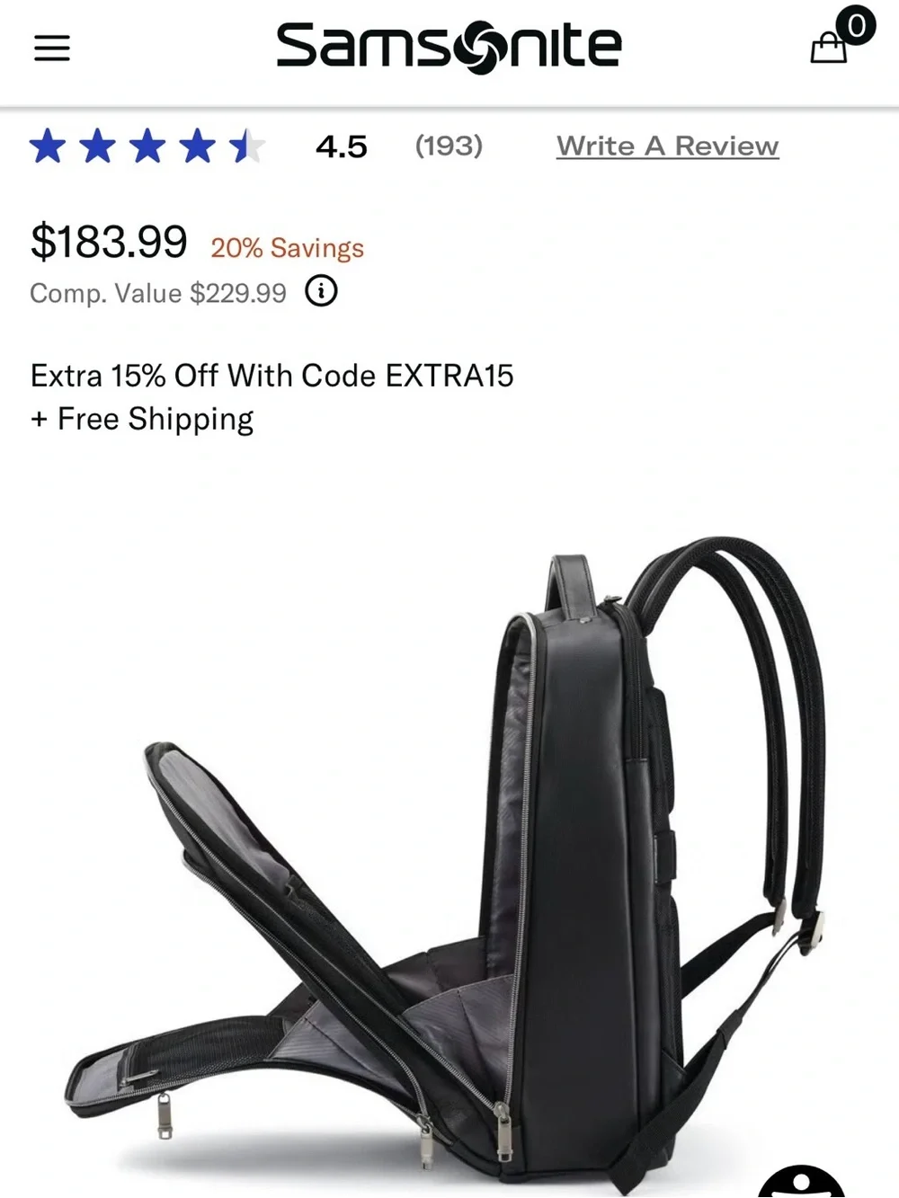Samsonite Classic Leather Backpack - black leather